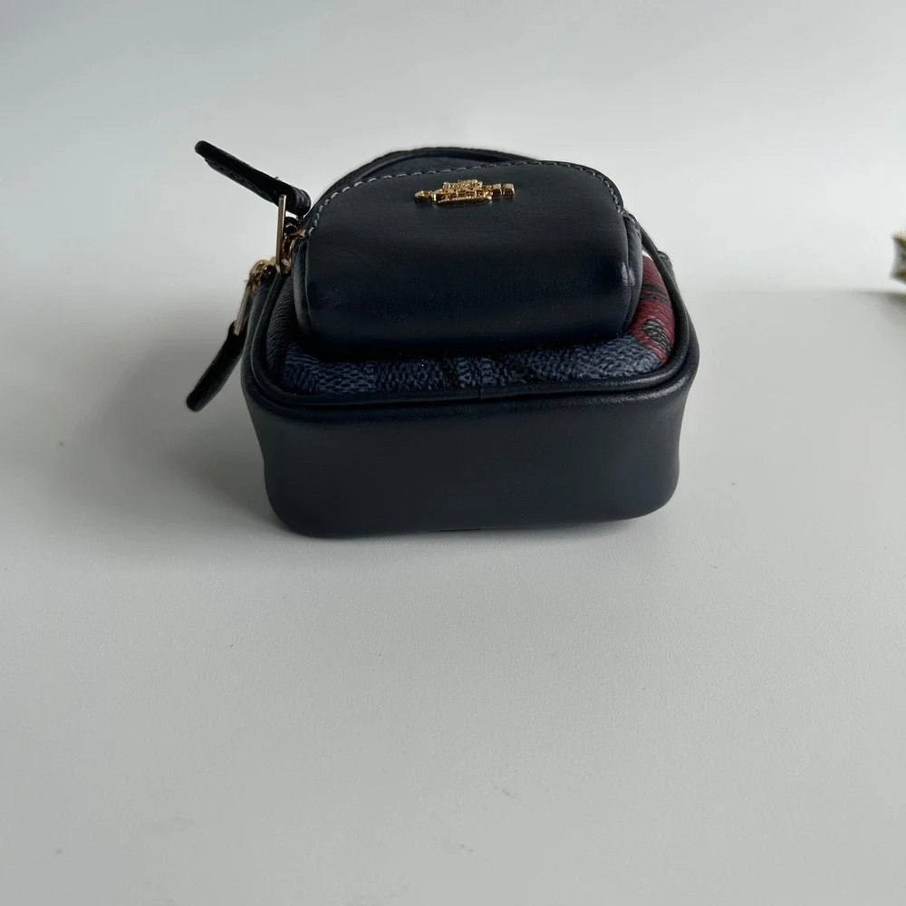 Coach Mini Court Midnight Navy Cherry Signature Canvas Backpack Bag Charm CZ096
